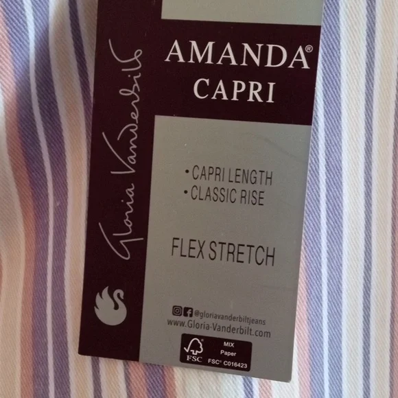 Amanda Colorful Striped Capri Size 22W. - Picture 2 of 7